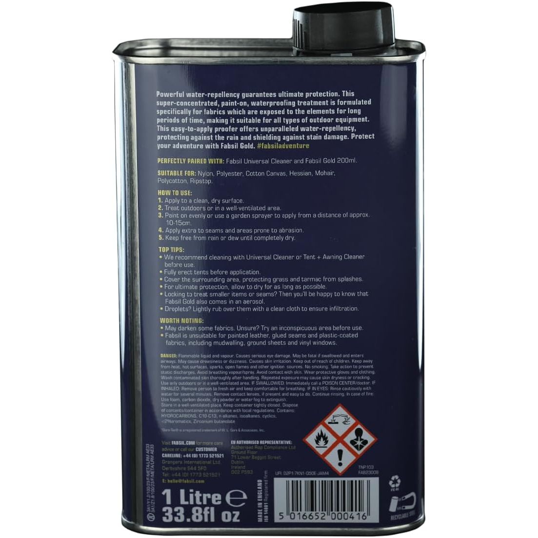 Fabsil GRAB51 Waterproofer Silicone Concentrate for Tents Awning Gold 1Litre