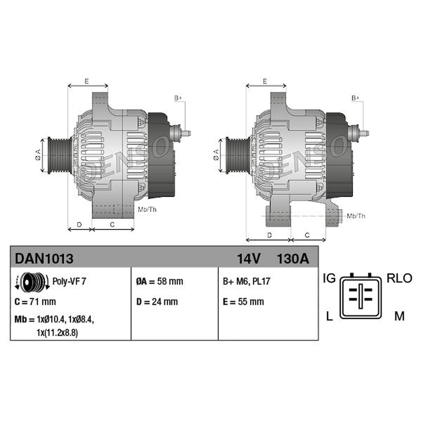 Denso Car Alternator 12V DAN1013
