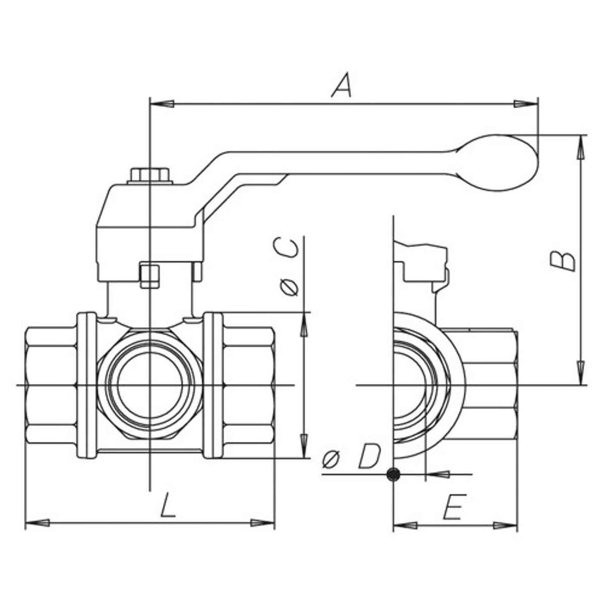 AG L-Port Ball Valve LP 1-1/2" BSP