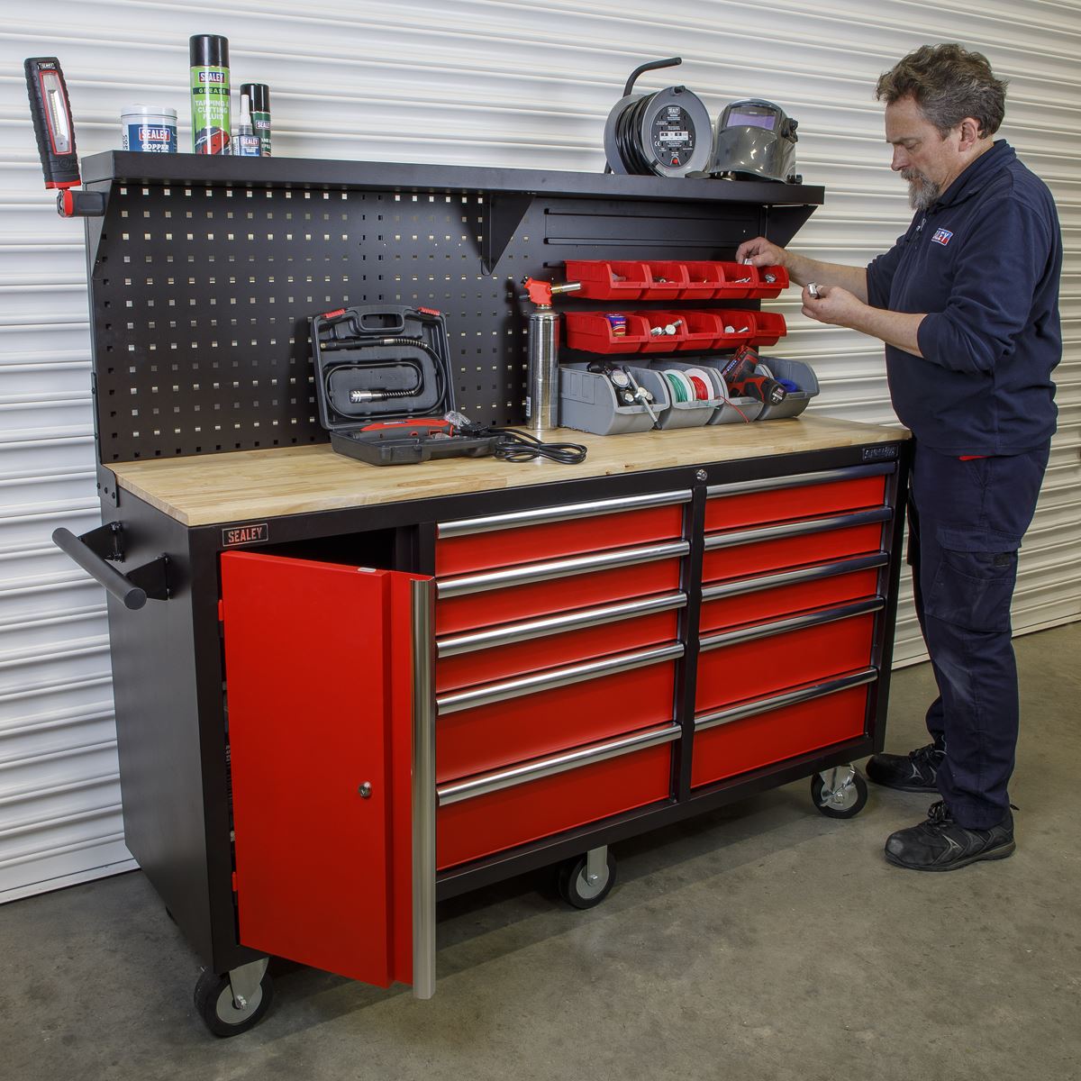 Sealey Mobile Workstation 10 Drawer with Backboard AP6310