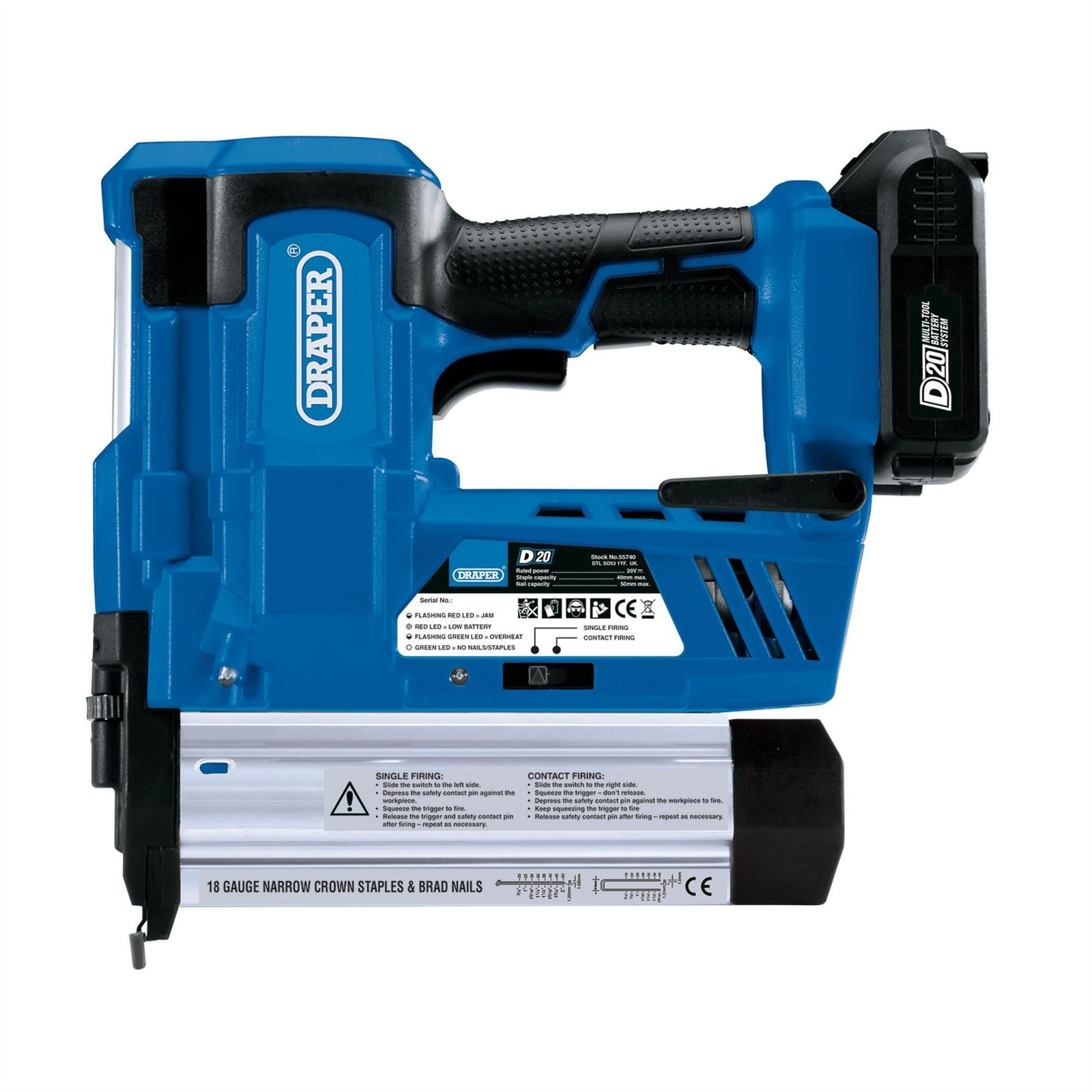 Draper D20 20V Nailer/Stapler (Sold Bare) 55740