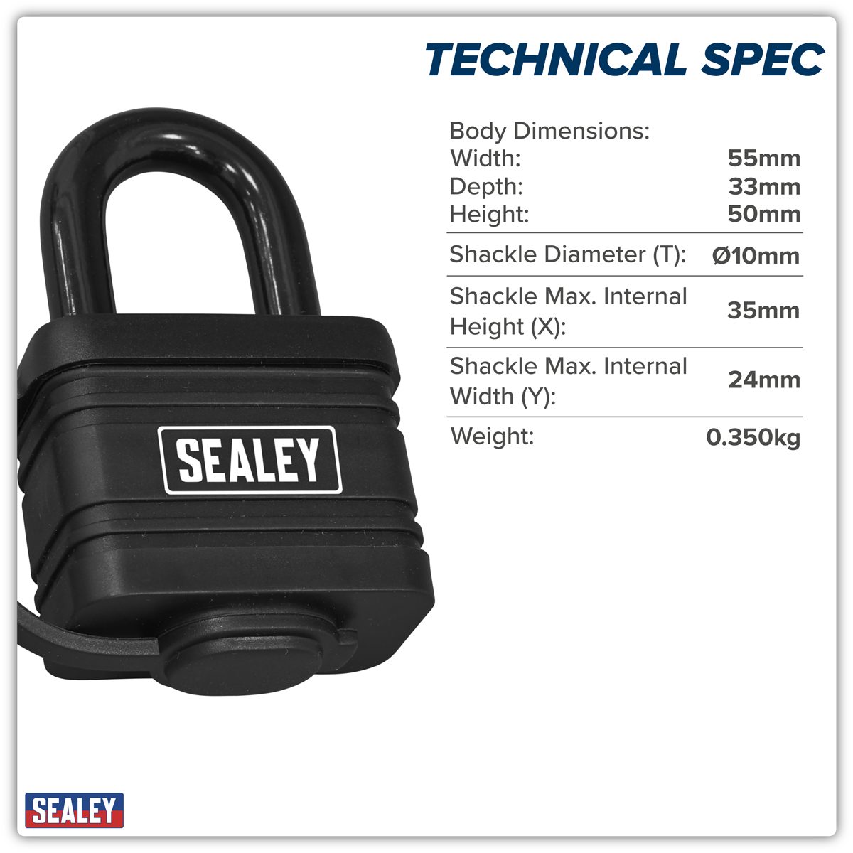Sealey Steel Body Weatherproof Padlock 54mm with 2 Keys