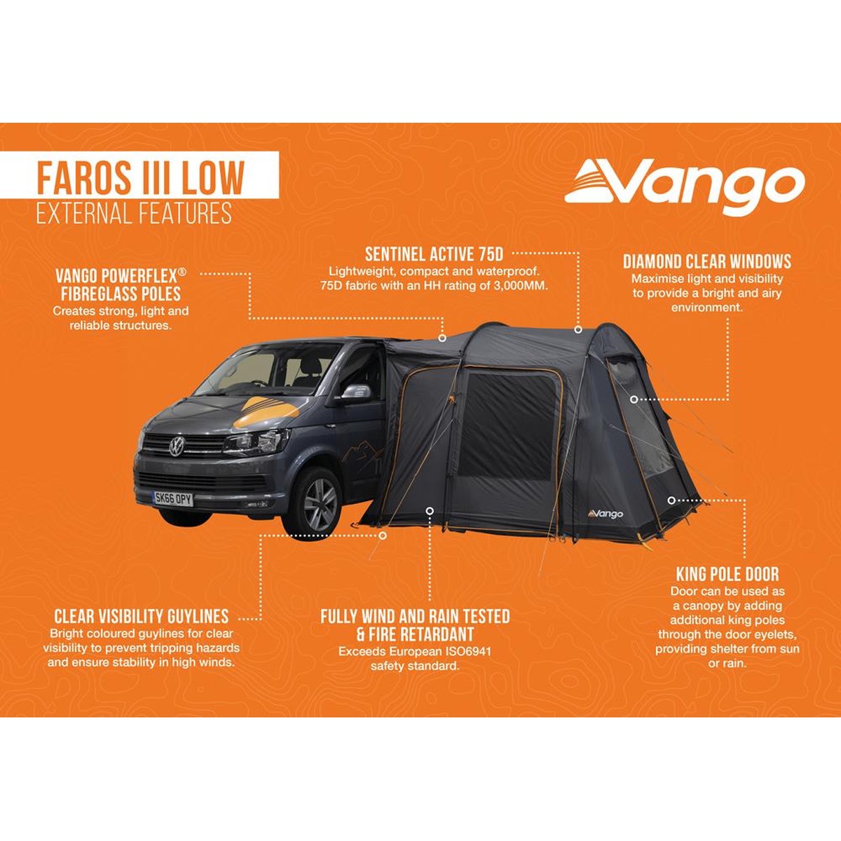 Vango Faros III Low Smoke  Drive Away Campervan Awning (180-210)