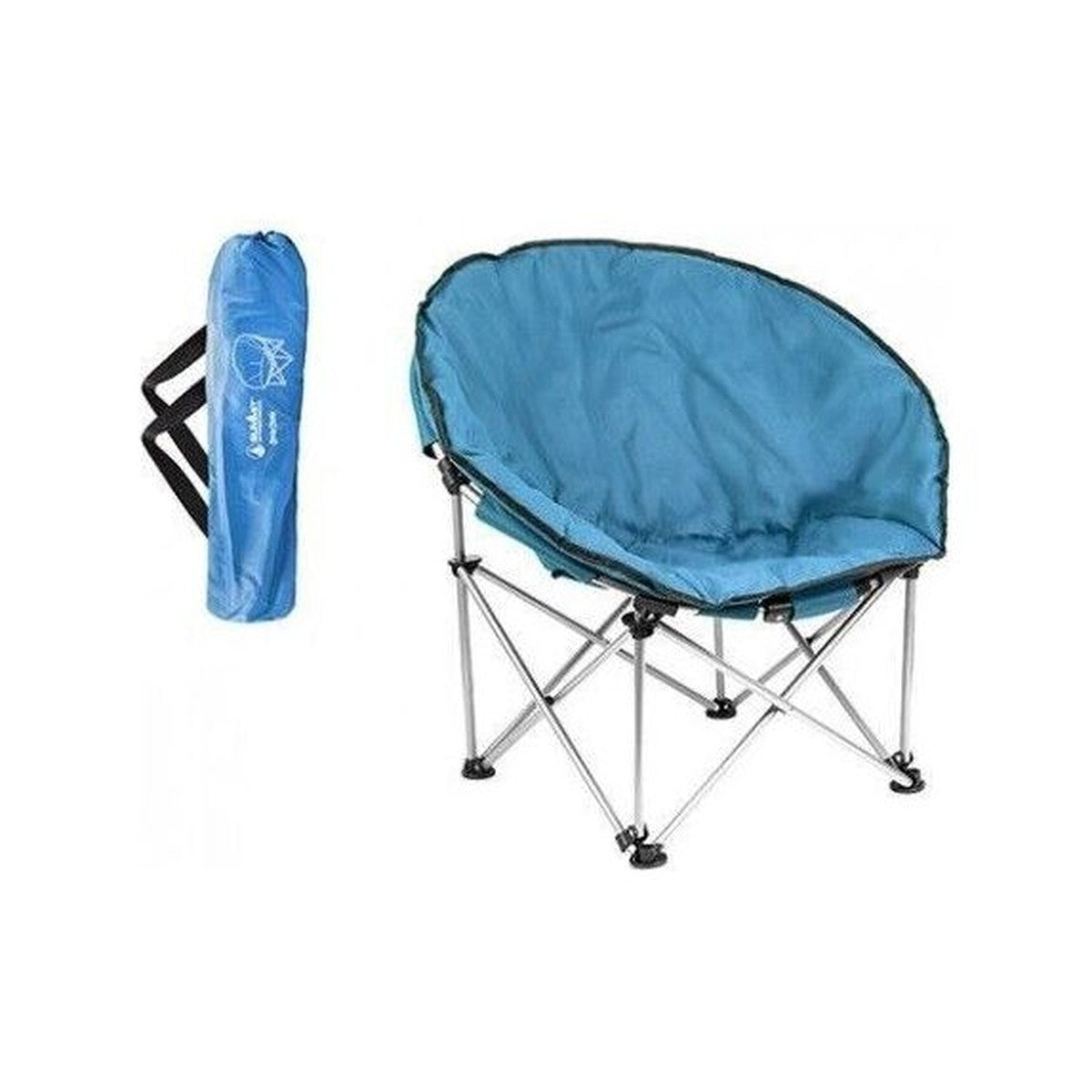 Blue Adult Bucket Camping Chair Padded High Back Folding Orca Moon Chair & Bag