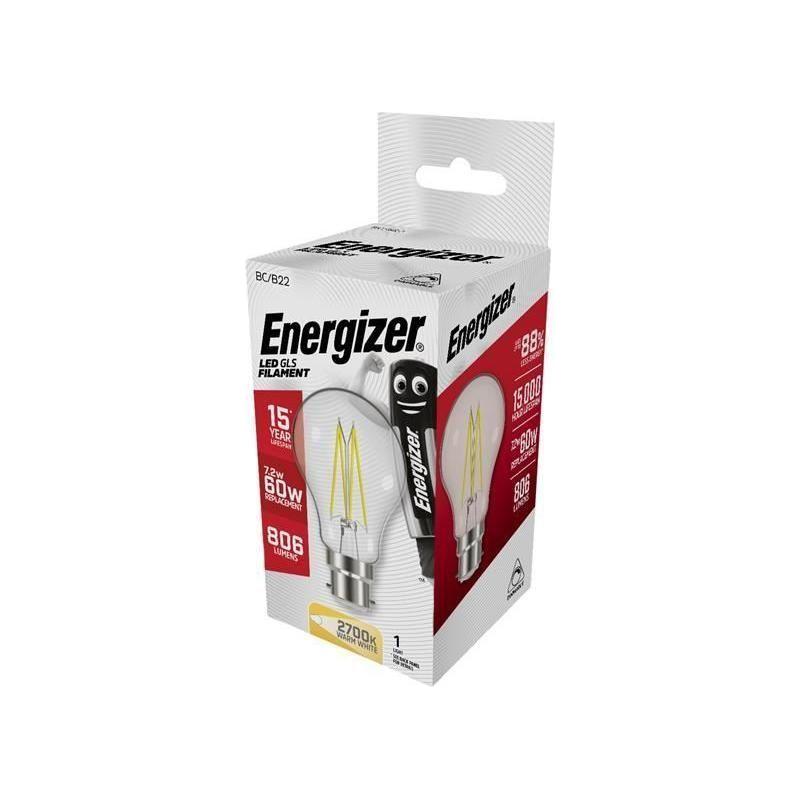 Energizer® LED BC (B22) GLS Filament Dimmable Bulb, Warm White 806 lm 7.2W