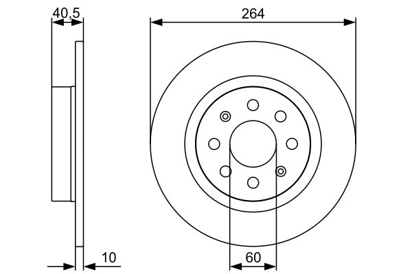 Bosch 2 x Solid 264mm Brake Disc 0986479517