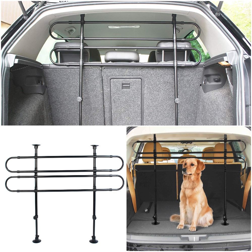 Universal Pet Dog Guard Car Estate Van Adjustable In Black Tube Bars