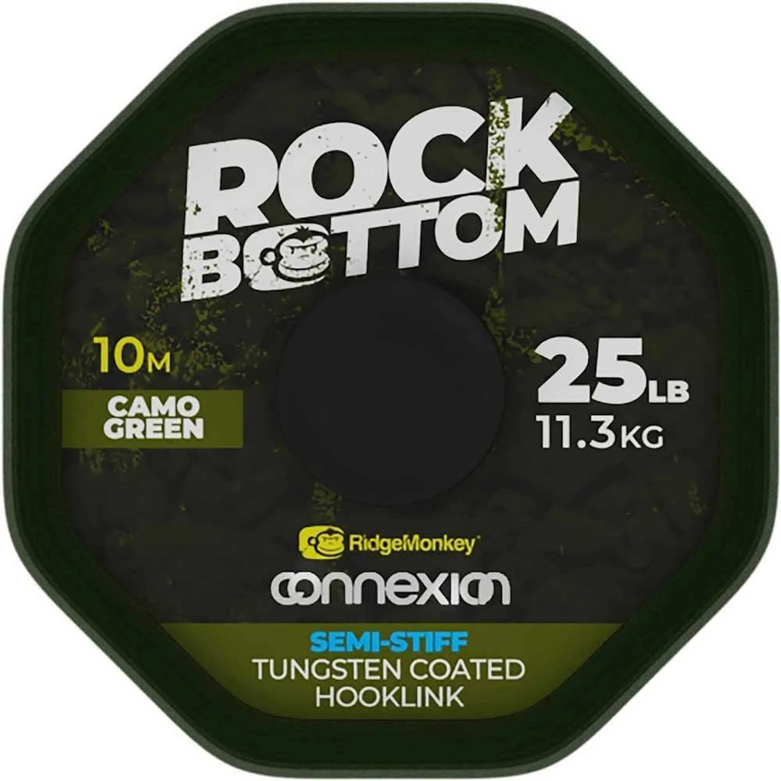 RidgeMonkey Connexion Rock Bottom Tungsten Semi Stiff Coated Hooklink Camo Green