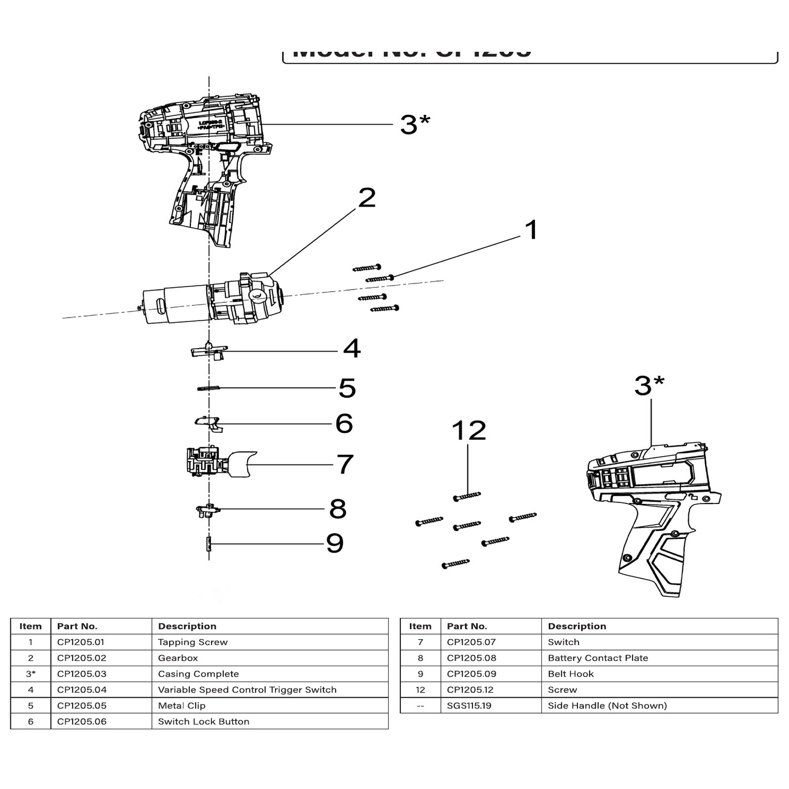 Sealey Casing Complete CP1205.03