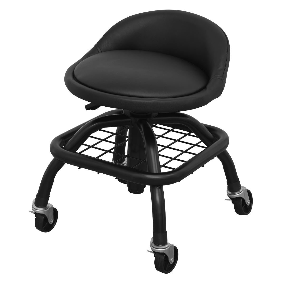 Sealey Creeper Stool Pneumatic with Adjustable Height Swivel Seat & Back Rest