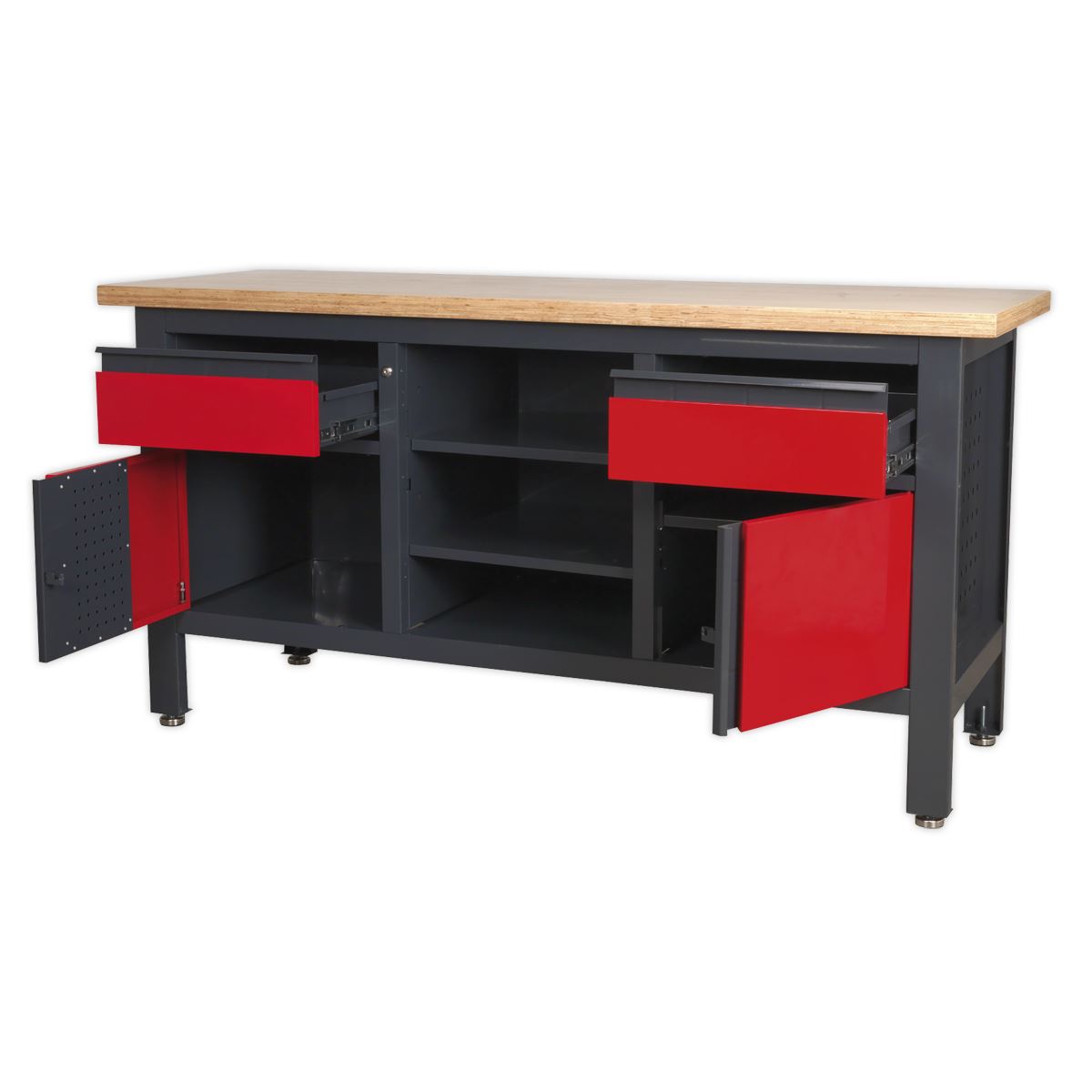 Sealey Workstation with 2 Drawers 2 Cupboards & Open Storage AP1905A