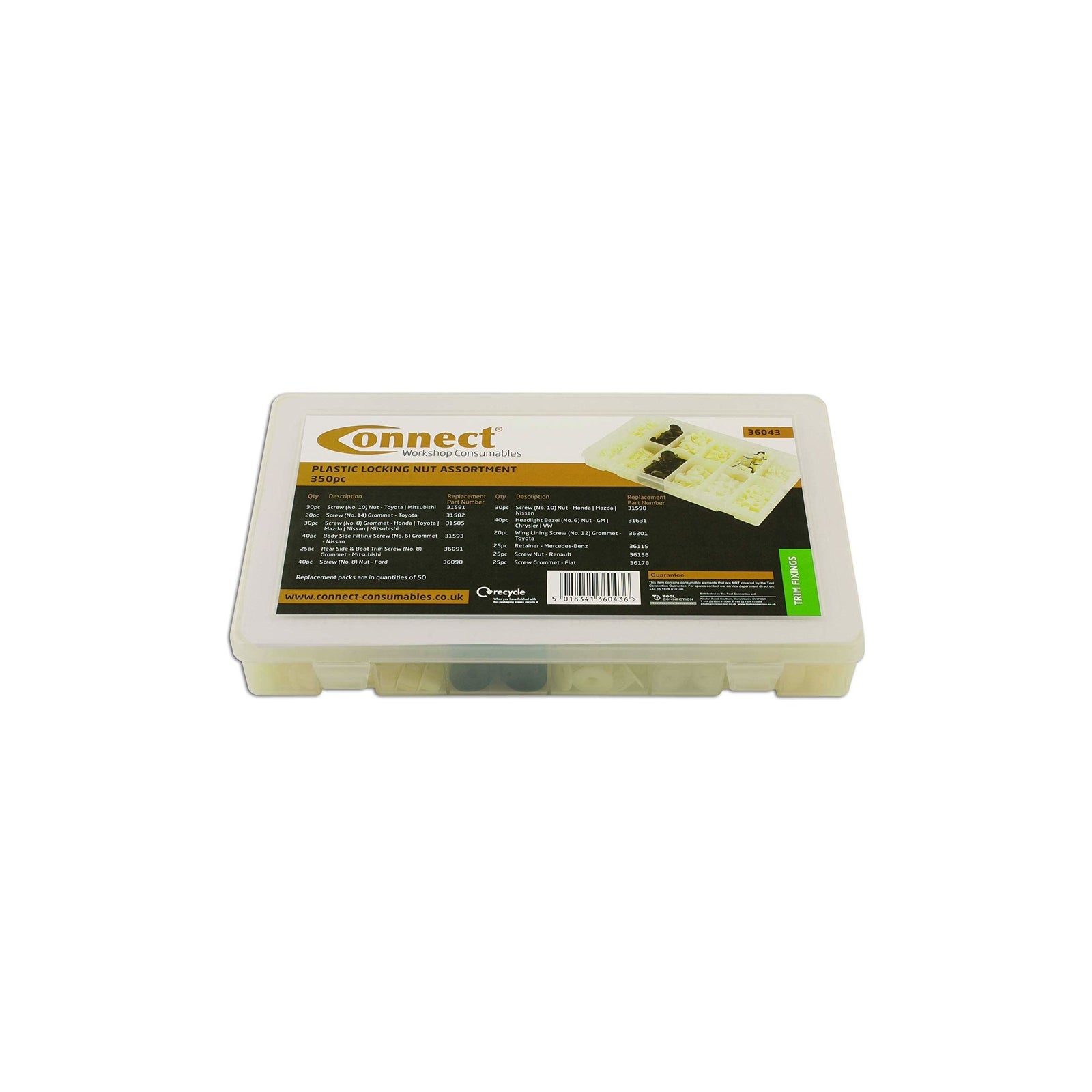 Connect Assorted Plastic Locking Nuts 350pc 36043