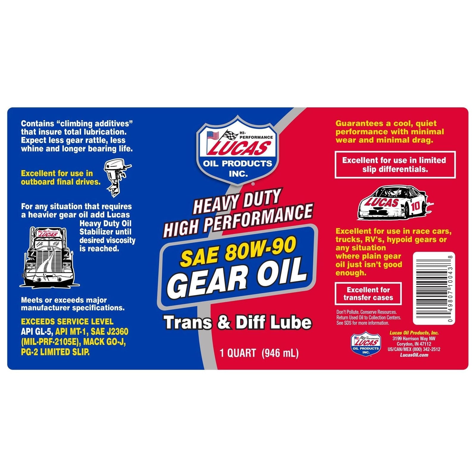 Lucas Oil 80W90 Gear Oil 946Ml 10043
