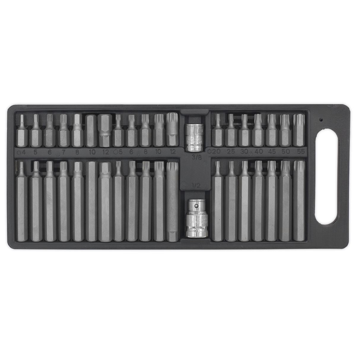 Siegen 40pc 3/8" and 1/2" Drive Socket Trx-Star Torx Hex Spline Bit Set in Case