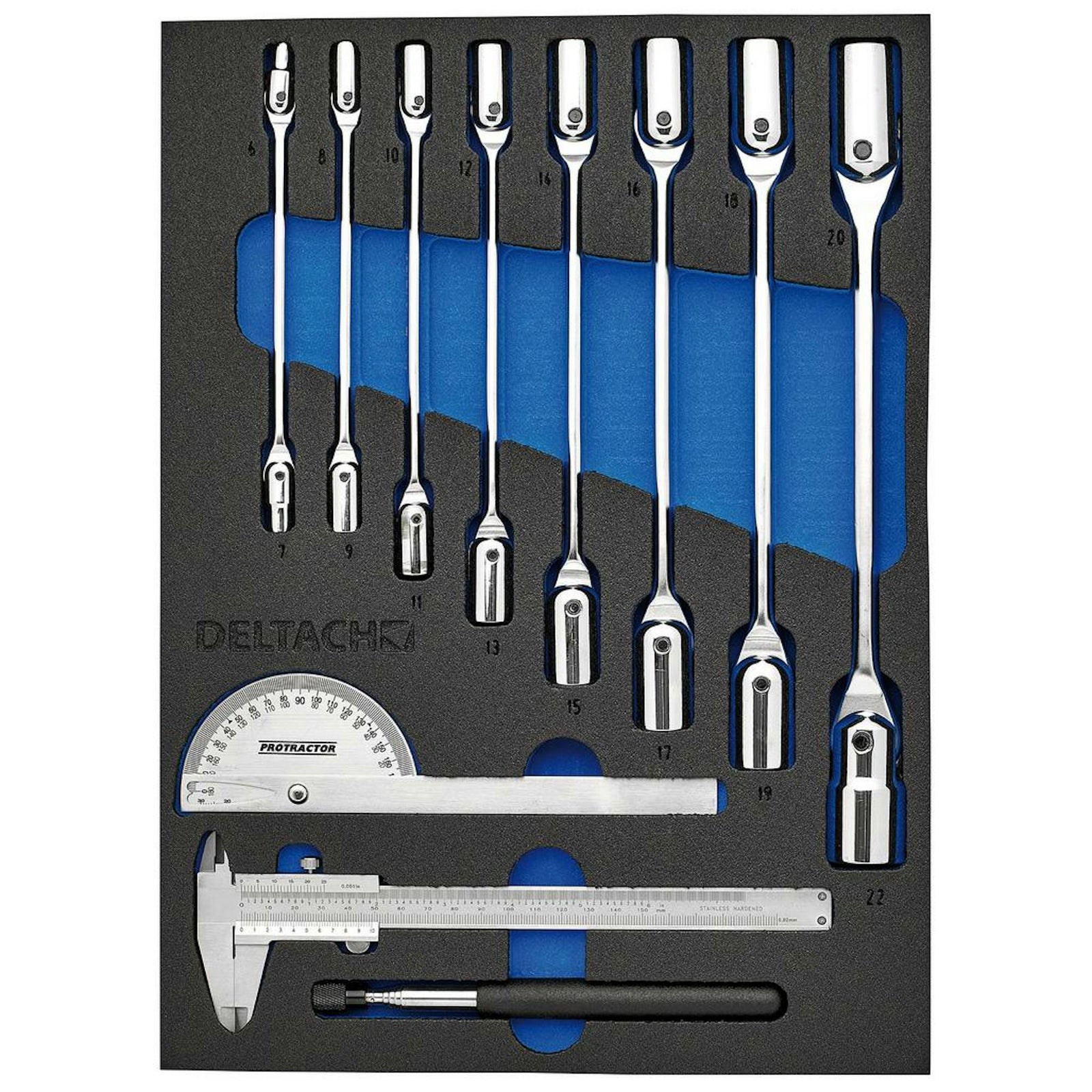 BUNKER Knee Wrench, Measuring and Pick-up Set in EVA Foam Inlay (10 Piece)