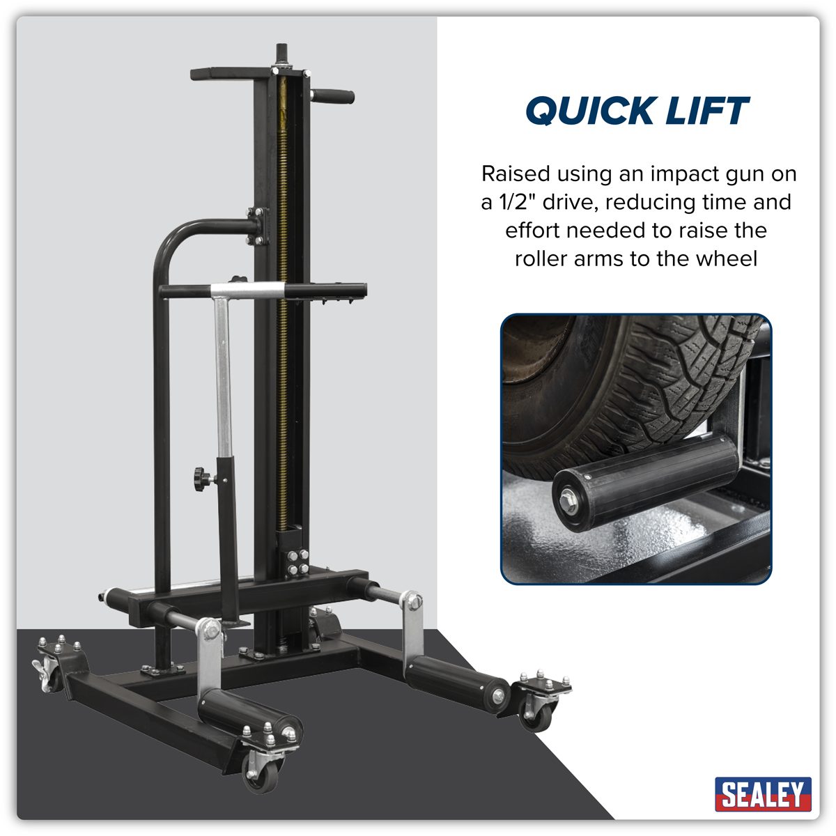 Sealey Viking Wheel Removal Trolley WD50QLS 50kg Capacity