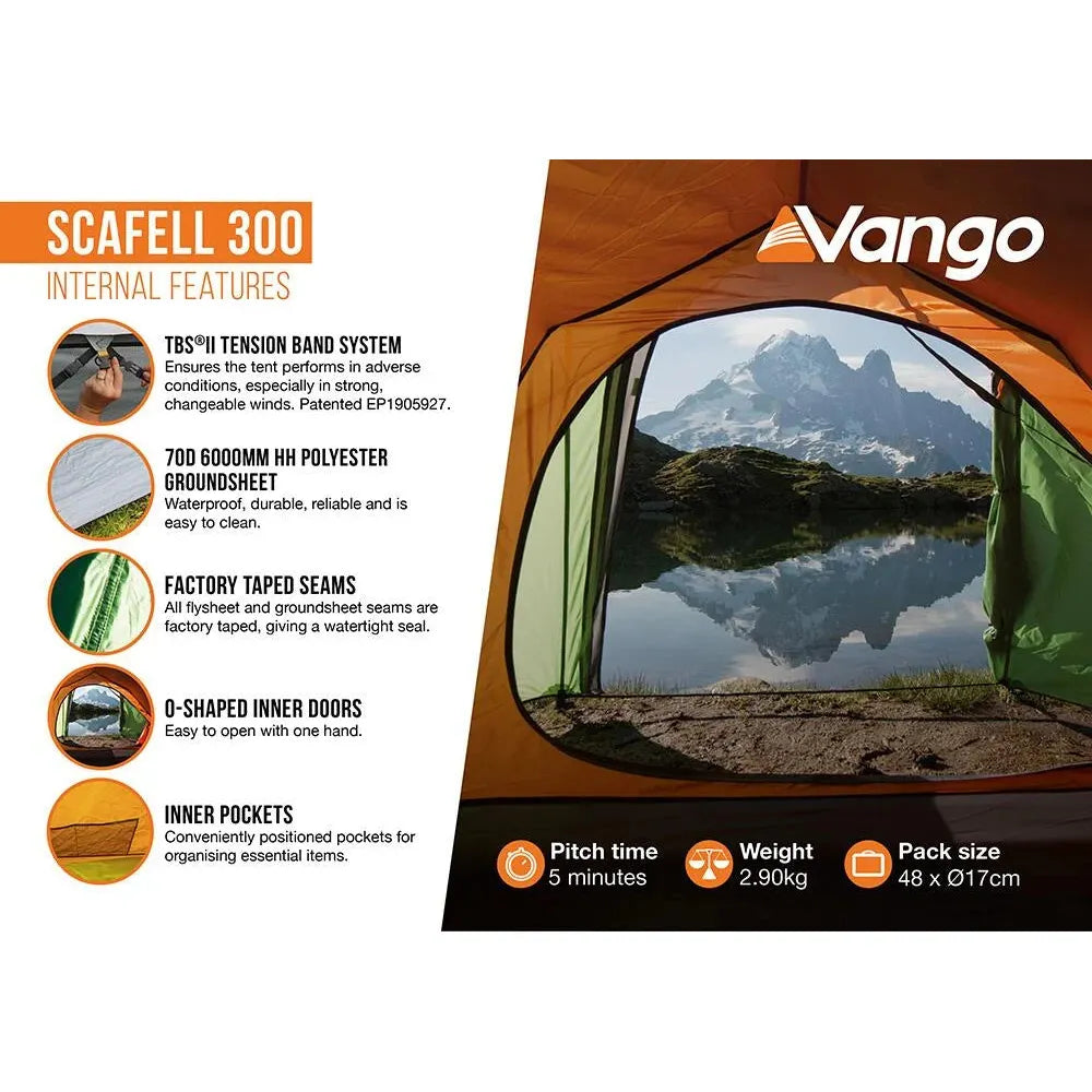 Vango Scafell 300 Pamir Green 3 Person Tent
