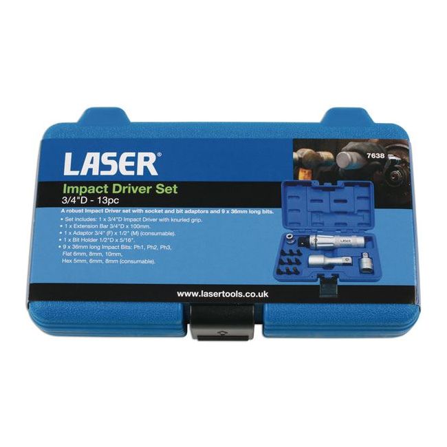 Laser Impact Driver Set 3/4"D 13pc 7638