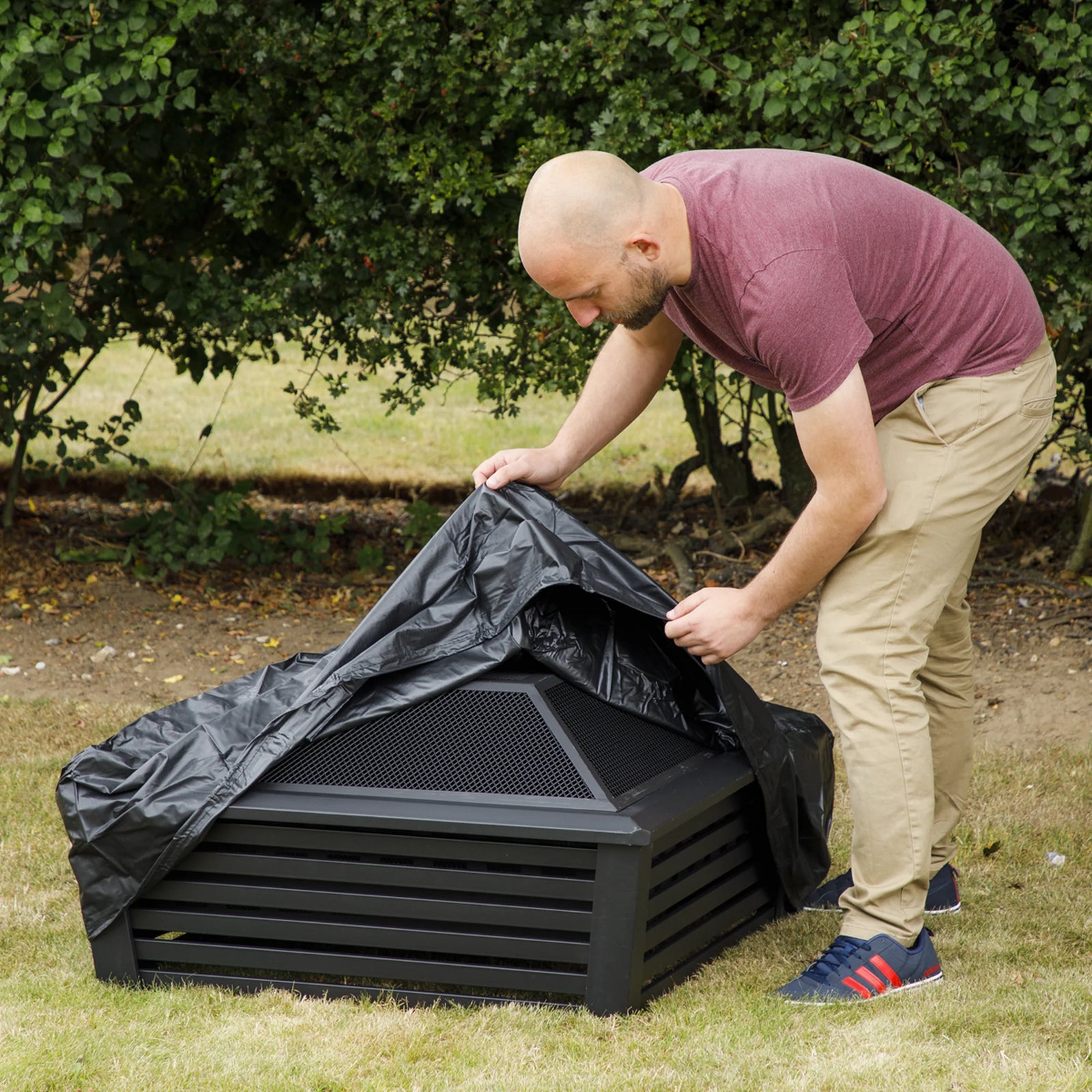 Dellonda Fire Pit Cover DG119 Water-Resistant 96x96cm