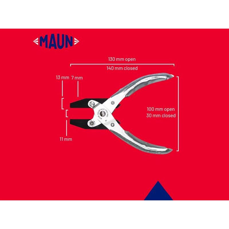 Maun Flat Nose Pliers, Smooth Jaws 140mm