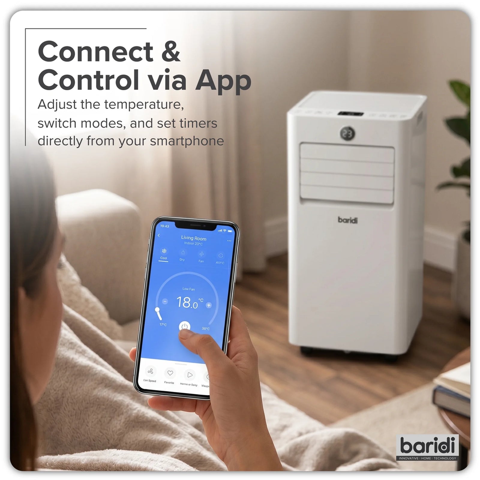Baridi 5-in-1 Portable Air Conditioner DH414 9000Btu/hr