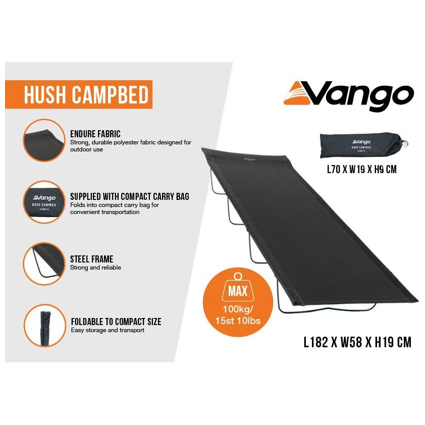 Compact Folding Camping Bed Vango Hush Campbed 4 Leg Camp Bed