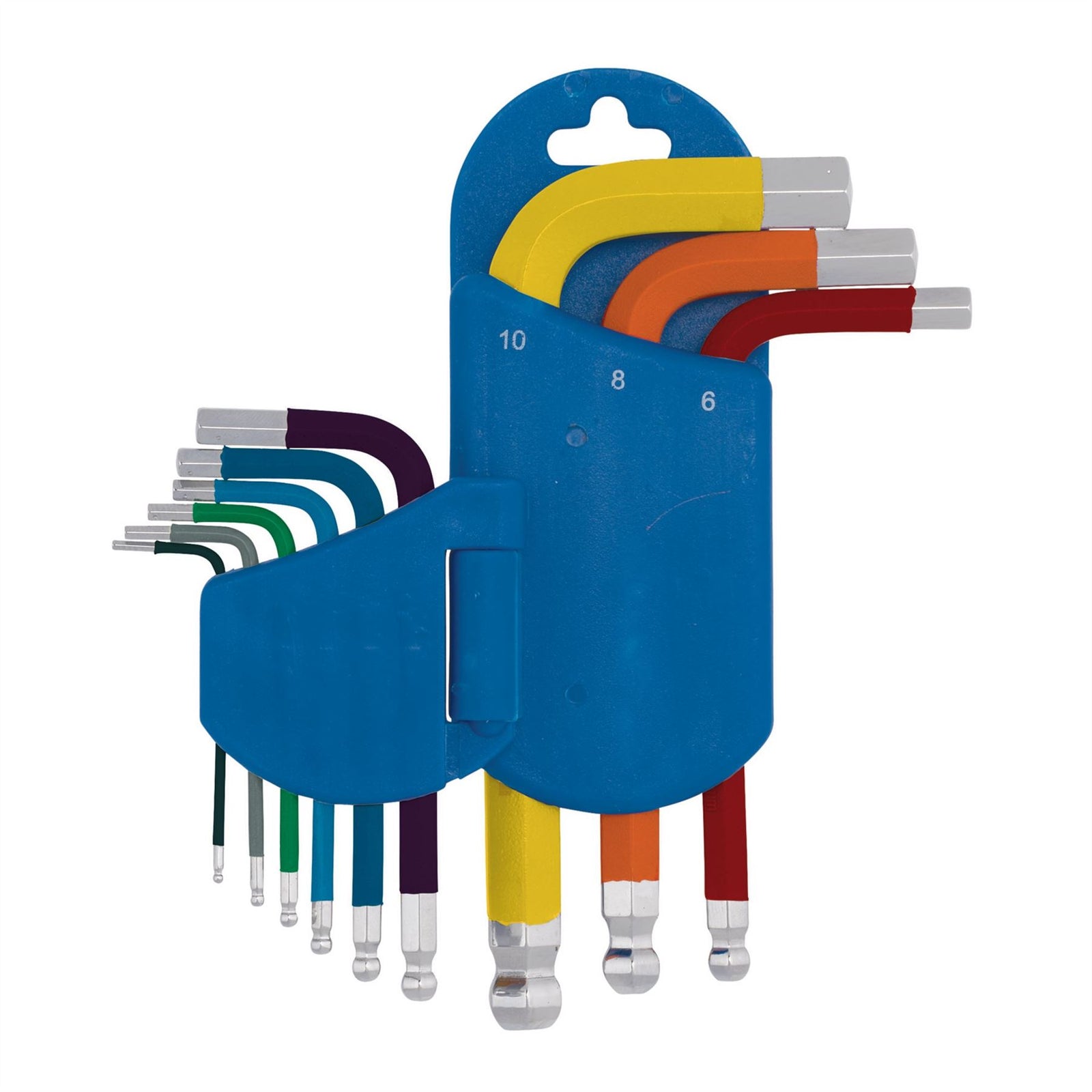 Draper Expert Metric Short Arm Ball End Hex Key Set, Colour Coded (9 Piece)