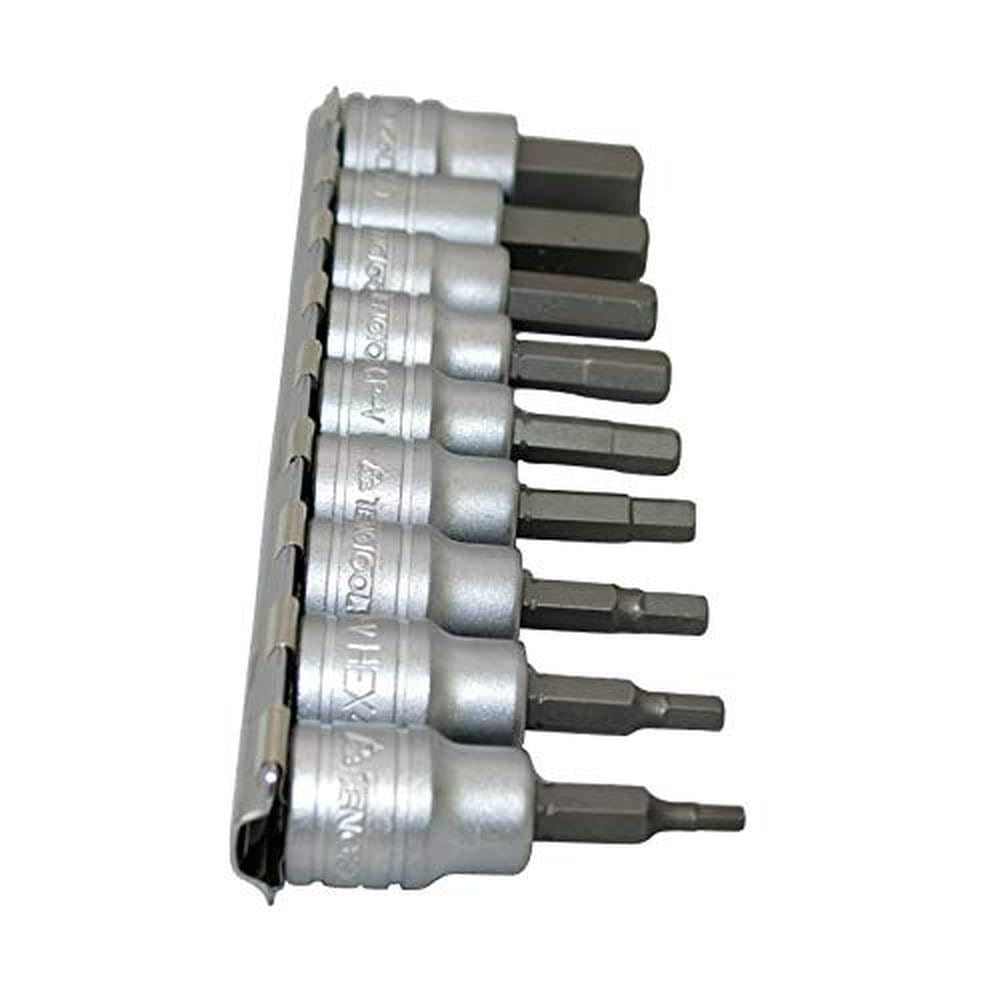 Teng Tools 3/8" Hex Bit Socket Clip Rail Set 9 Pieces