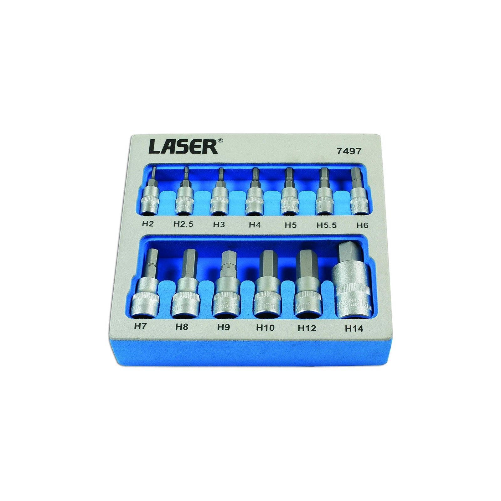 Laser Security Hex Socket Bit Set 1/4"D, 3/8"D, 1/2"D 13pc 7497