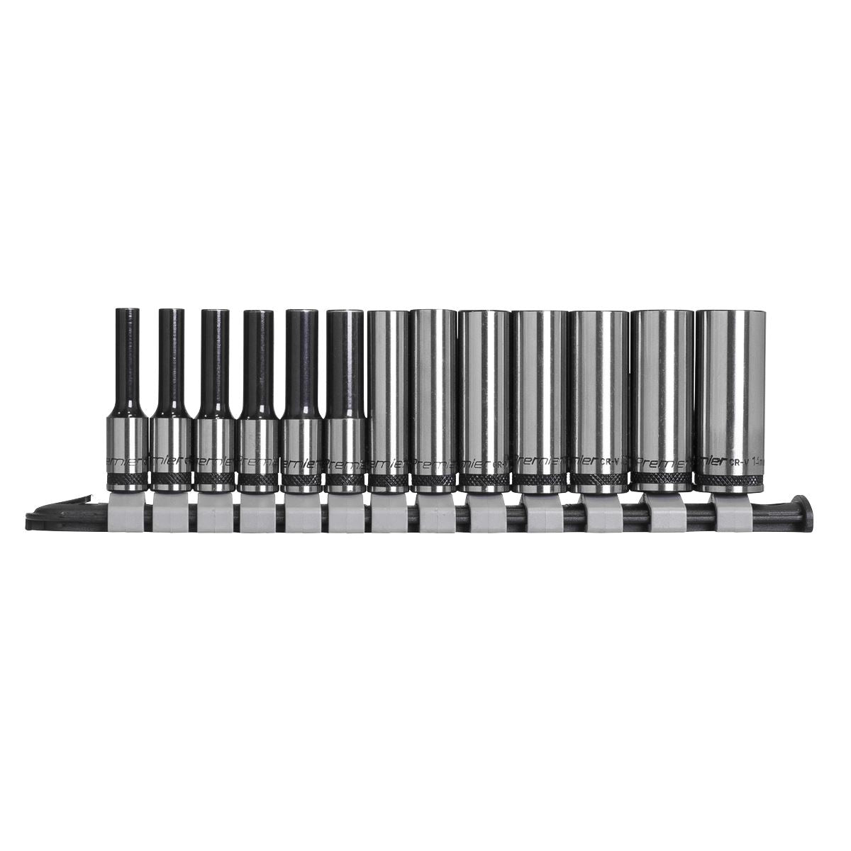 Sealey Socket Set Deep 13pc 1/4"Sq Drive Metric Black Series AK7991