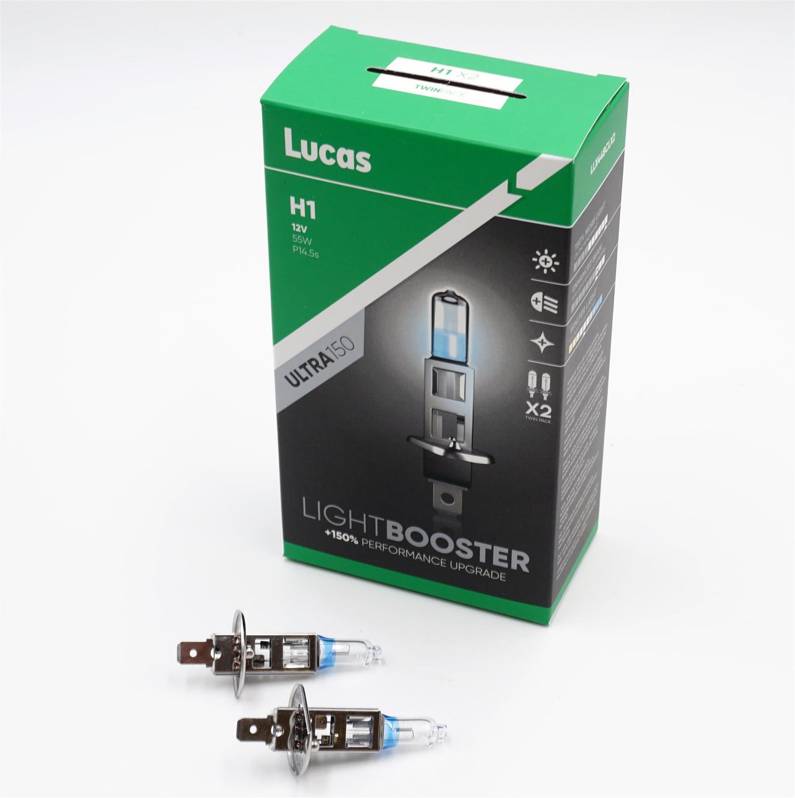 Lucas H1 12v Car 150% Brighter Upgrade Bulbs Headlight Headlamp Performance