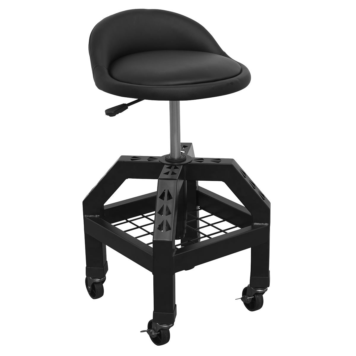 Sealey Creeper Stool Pneumatic with Adjustable Height Swivel Seat & Back Rest