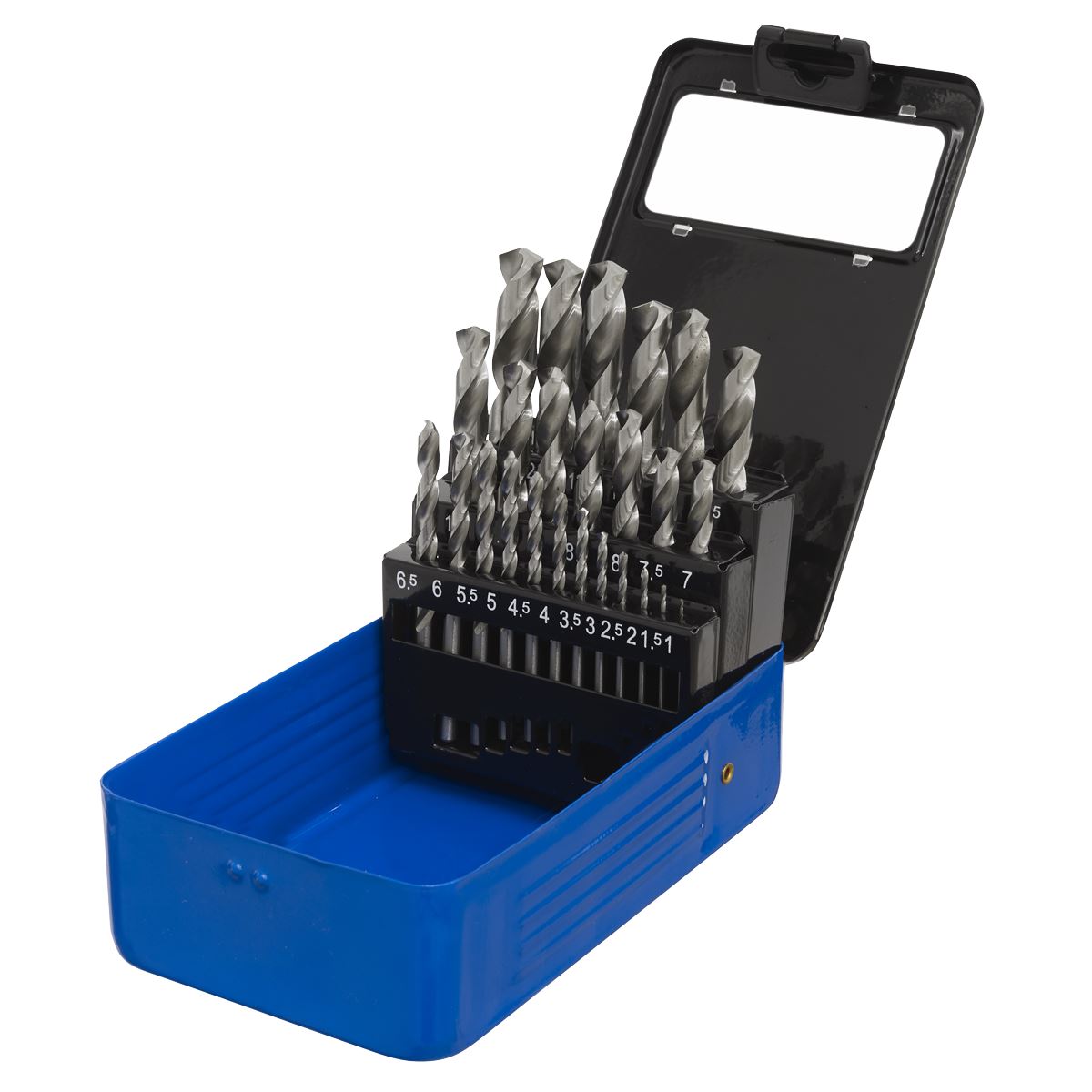 Sealey 25pc Fully Ground HSS 135A Split Point Drill Bit Set 1-13mm Drilling Bits