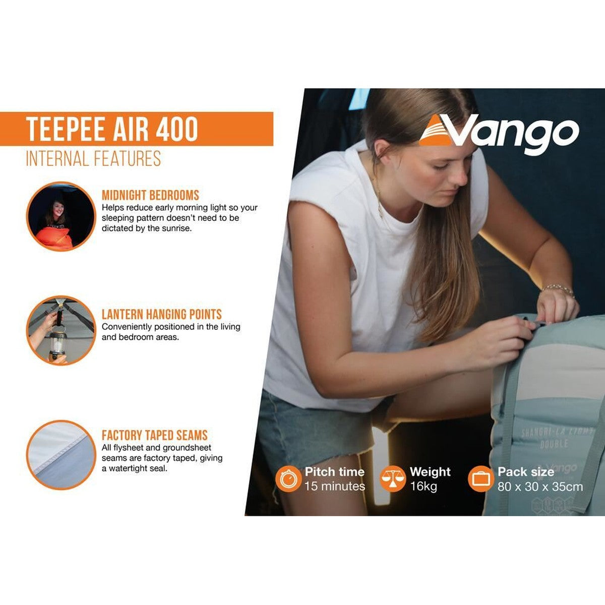 Vango Teepee Air 400 Deep Blue Tent 4 Berth
