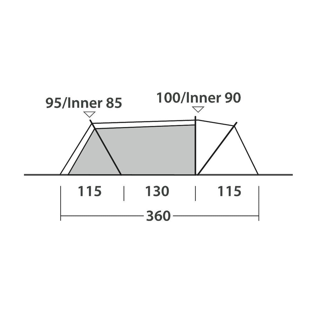 Outwell Nexion 2 Ocean Pop-up Tent 2 Berth Fast Pitch Dark Inner
