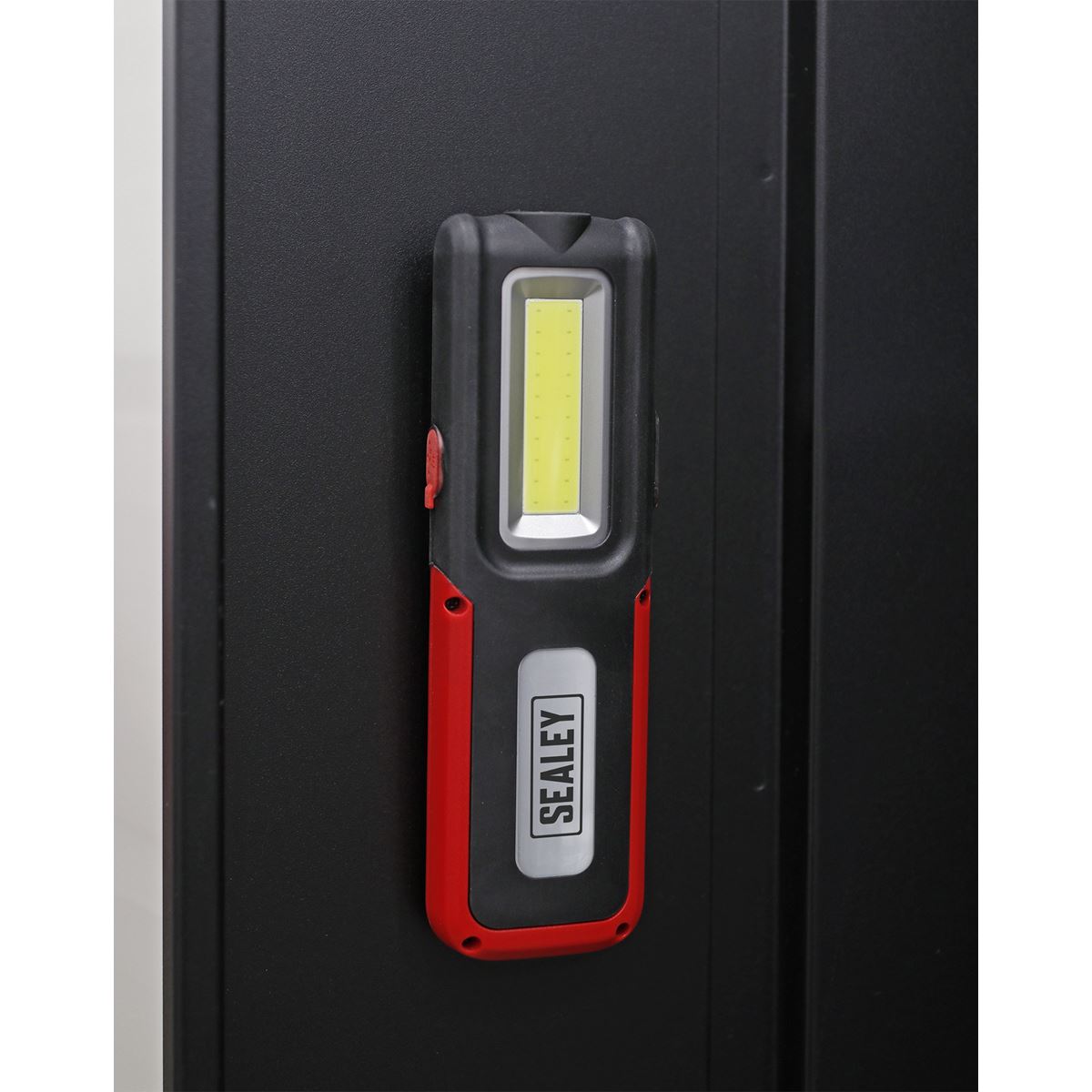 Sealey LED318 Rechargeable Inspection Lamp 5W COB + 3W LED + Power Bank Red