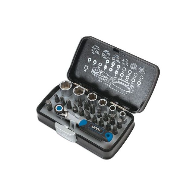 Laser Socket and Bit Set 1/4"D 26pc 6555