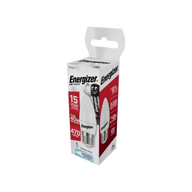 Energizer® LED ES (E27) Opal Candle Non-Dimmable Bulb, Daylight 470 lm 5.2W