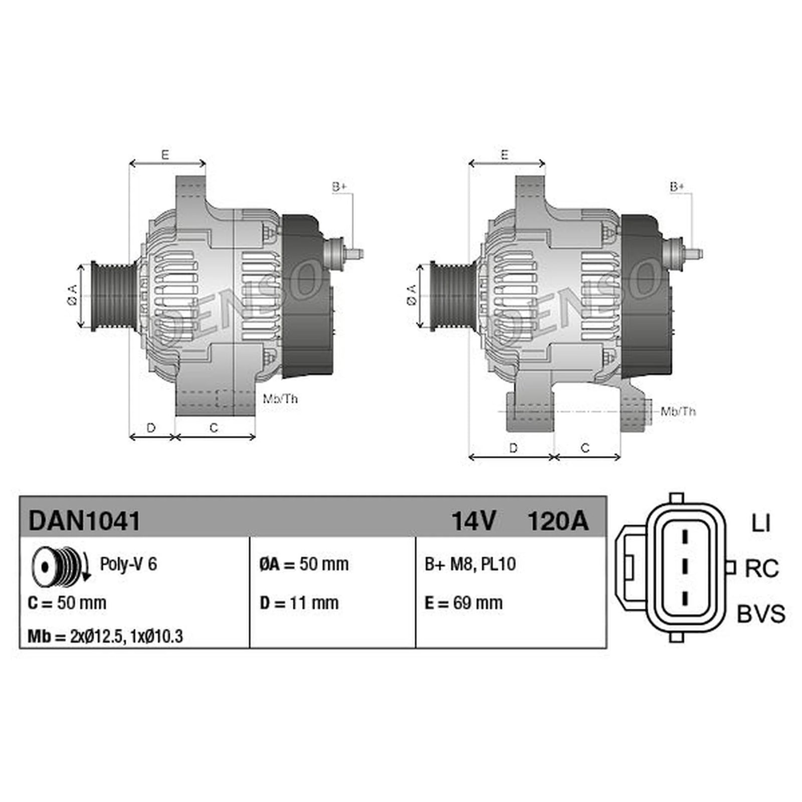 Denso Car Alternator 12V DAN1041