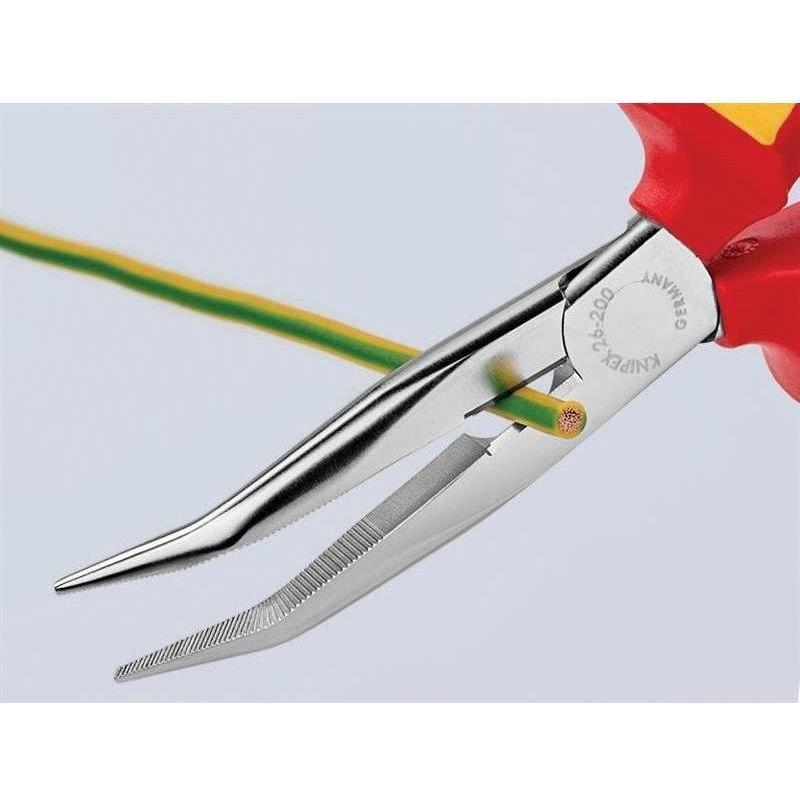 Knipex VDE Long Bent Snipe Nose Side Cutting Pliers 200mm