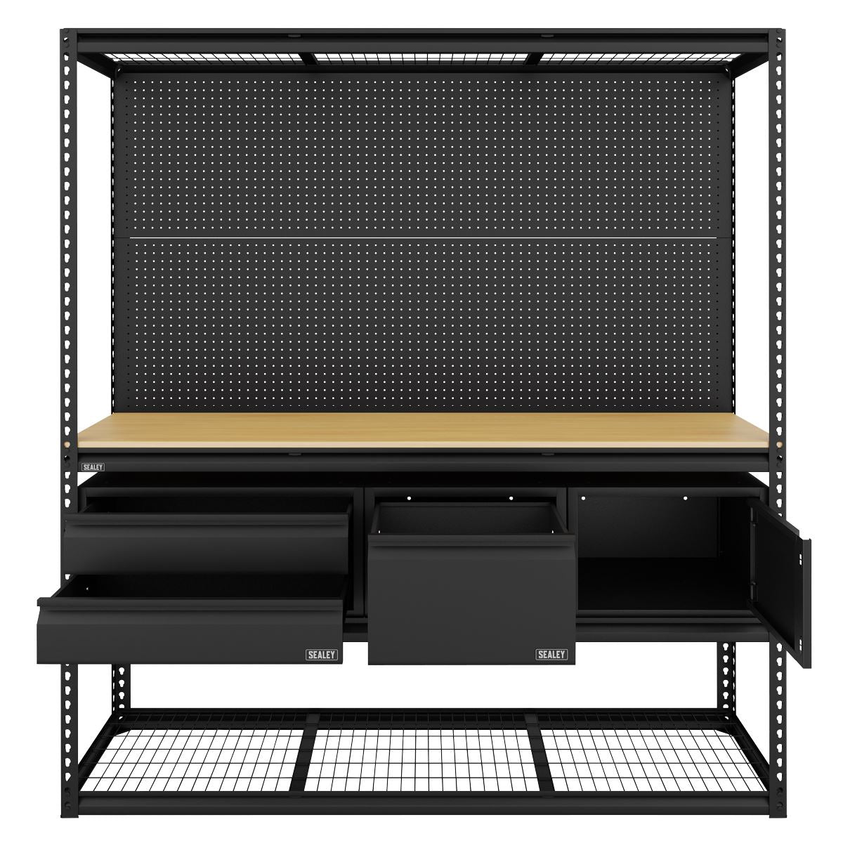 Sealey Heavy-Duty Modular Workbench & Racking Kit with 3 Storage Units