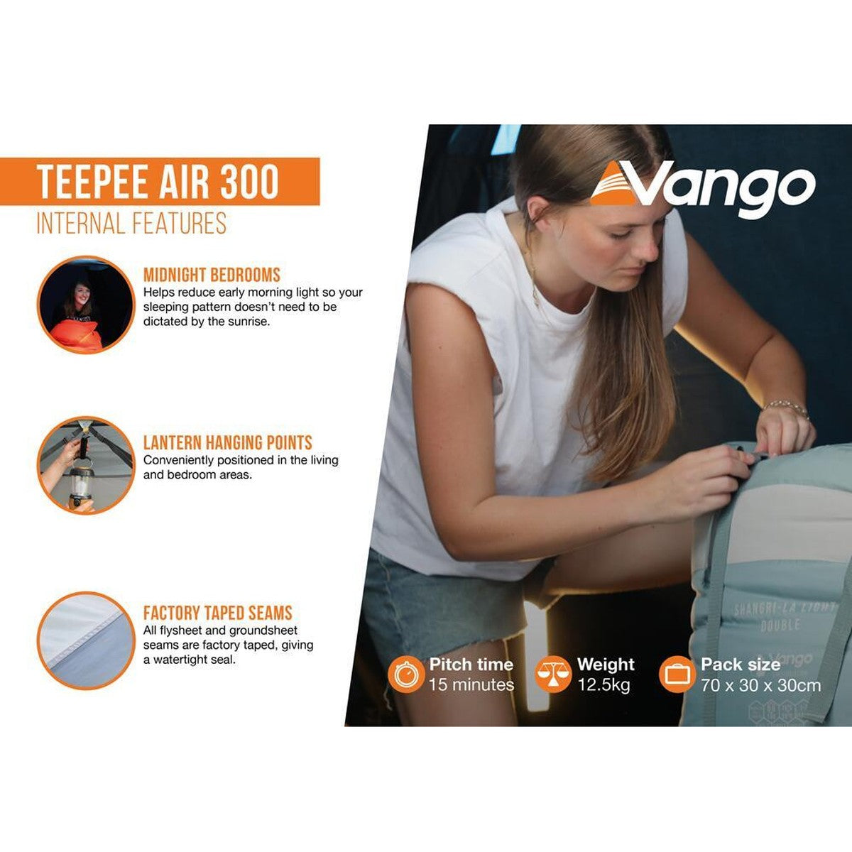 Vango Teepee Air 300 Deep Blue Tent 3 Berth