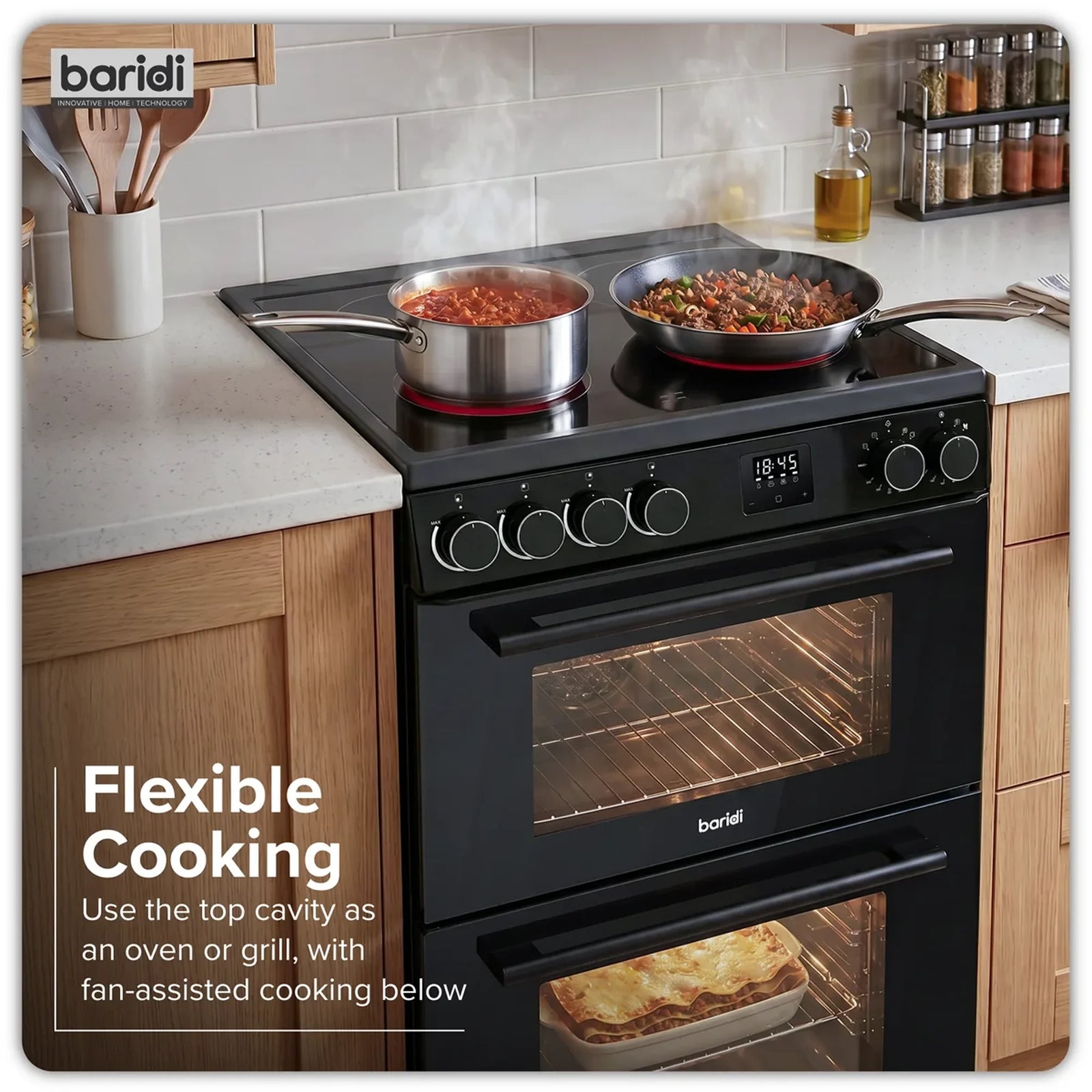 Baridi Freestanding Cooker DH429 60cm 99L Double Cavity - Black