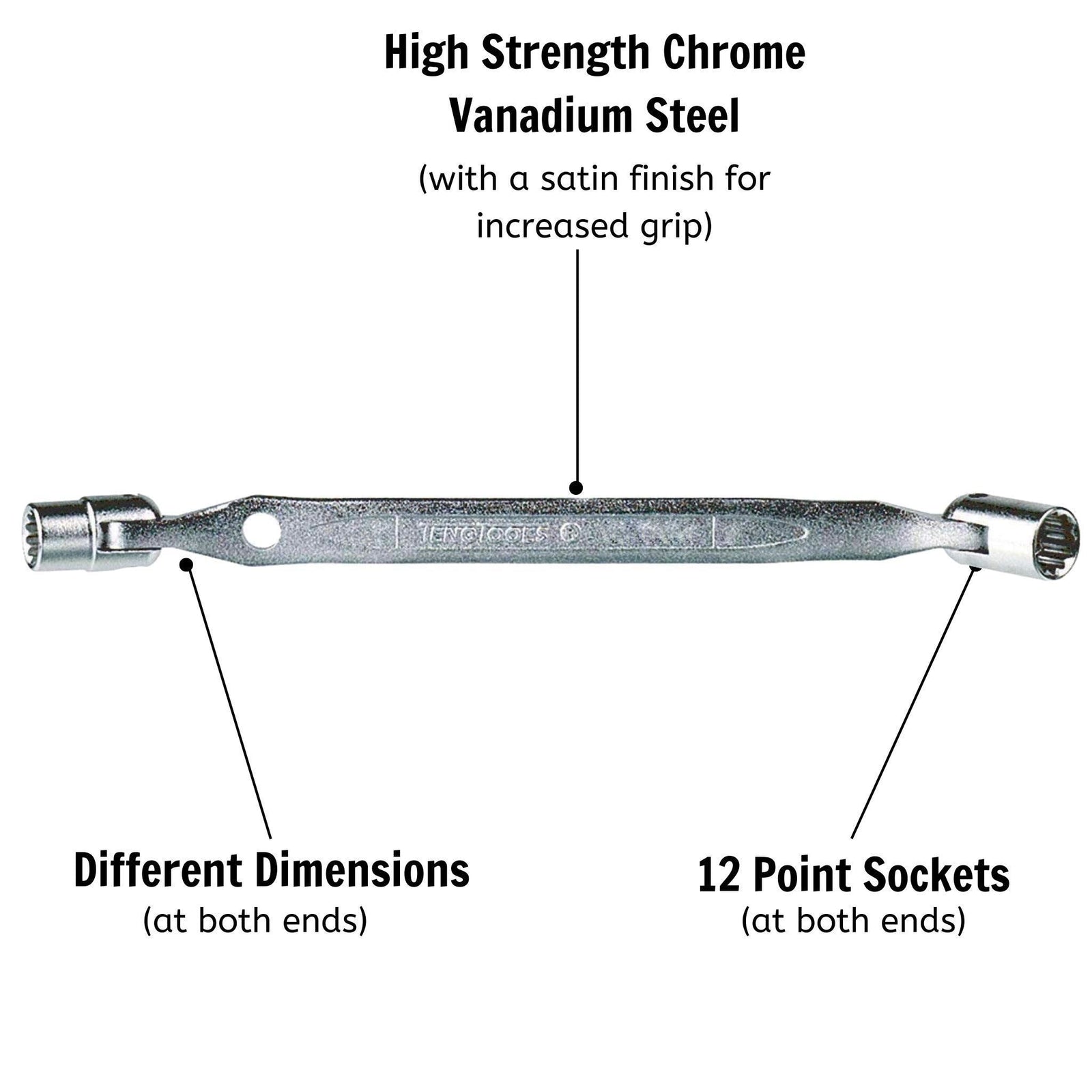 Teng Tools Double Flex Wrench Metric 8 x 9mm