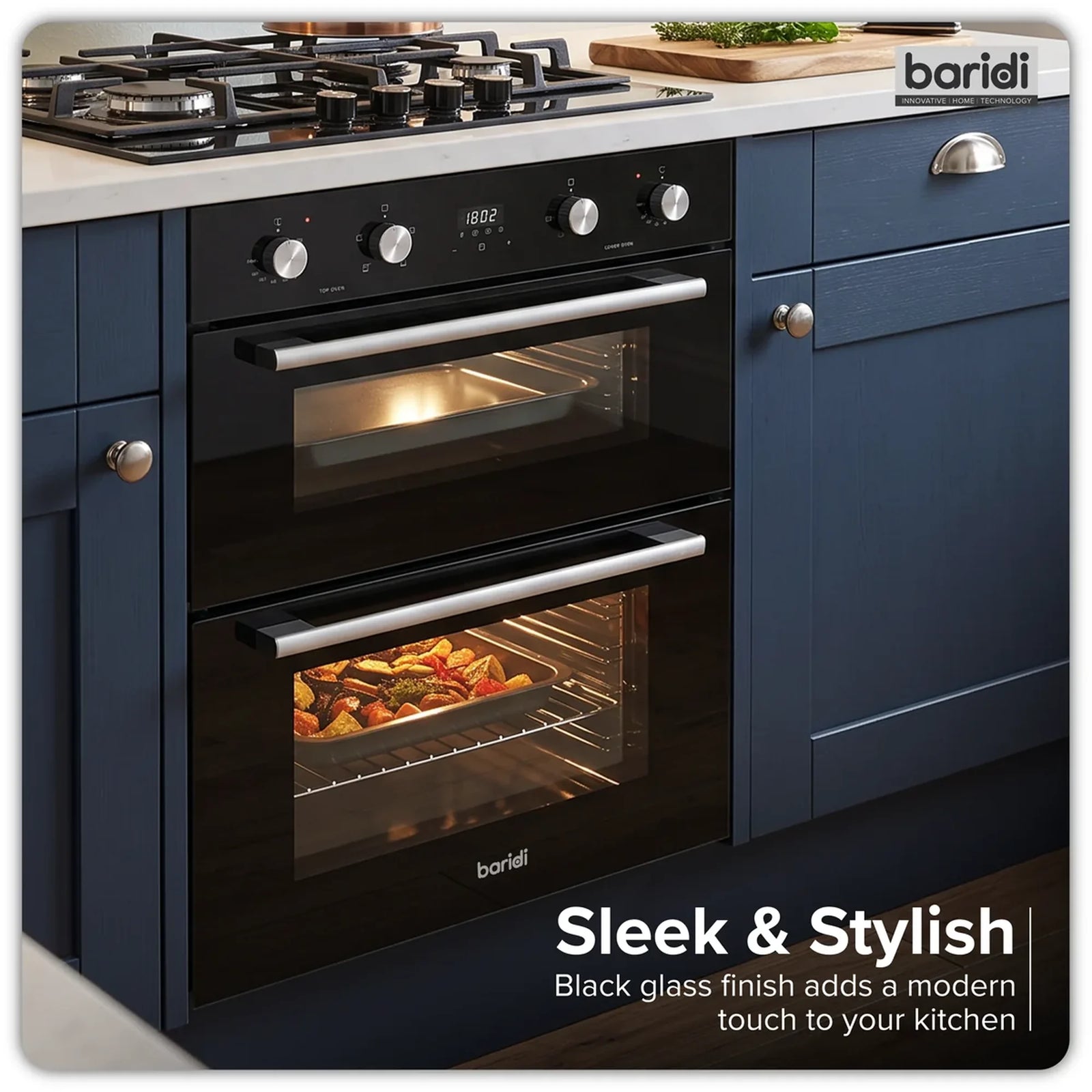 Baridi Built-Under Double Oven DH278, 74L Capacity, Energy Rating A