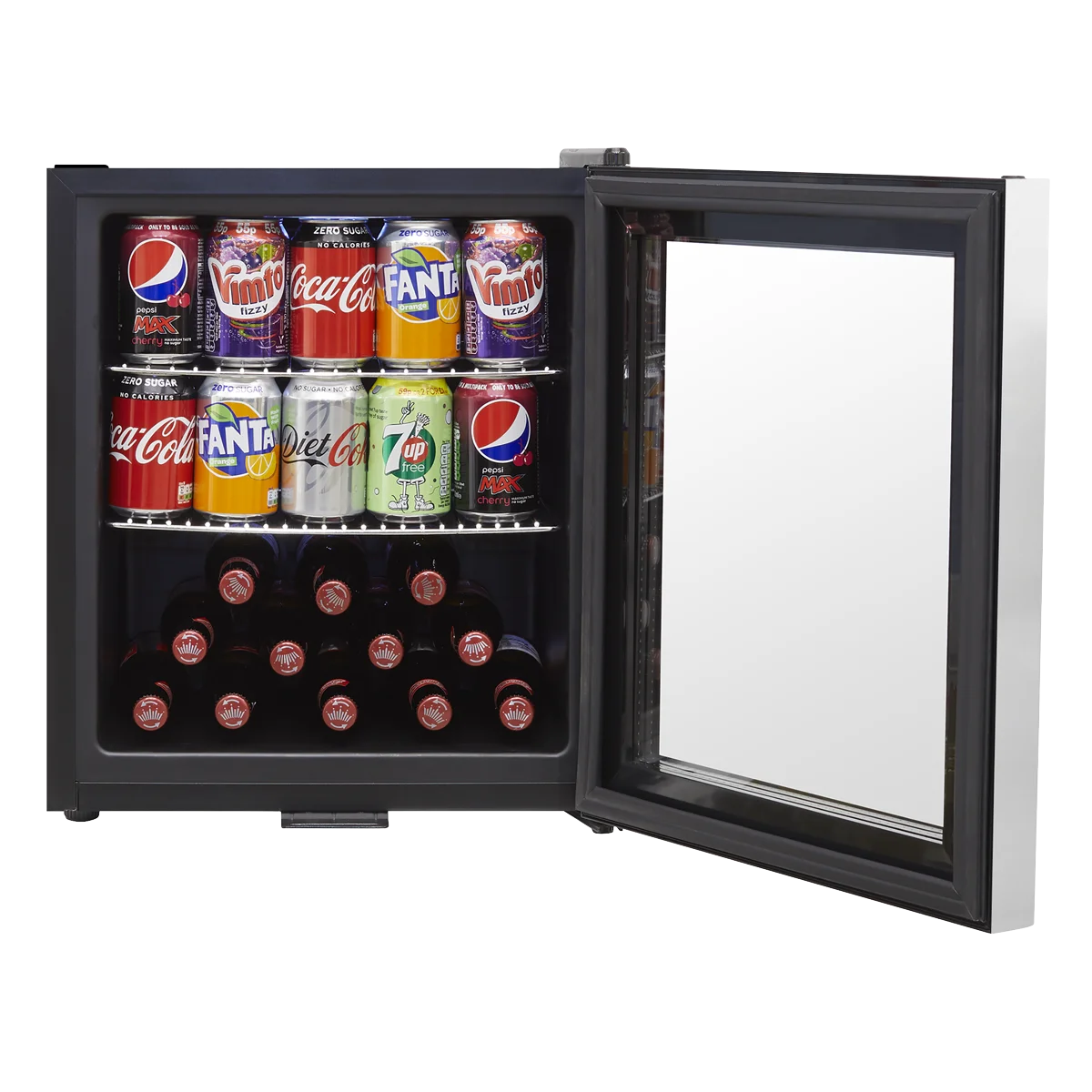Baridi 50L Tabletop Drinks Fridge Mini Beer Cooler Glass Door Stainless Steel