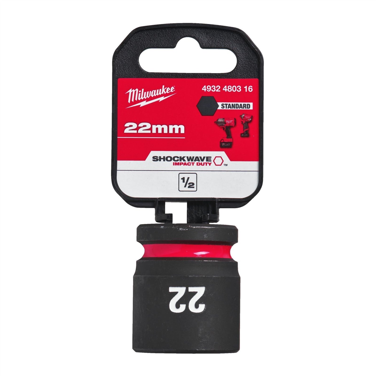 Milwaukee Hex Socket Shw 1/2 Std 22mm-1Pc 4932480316