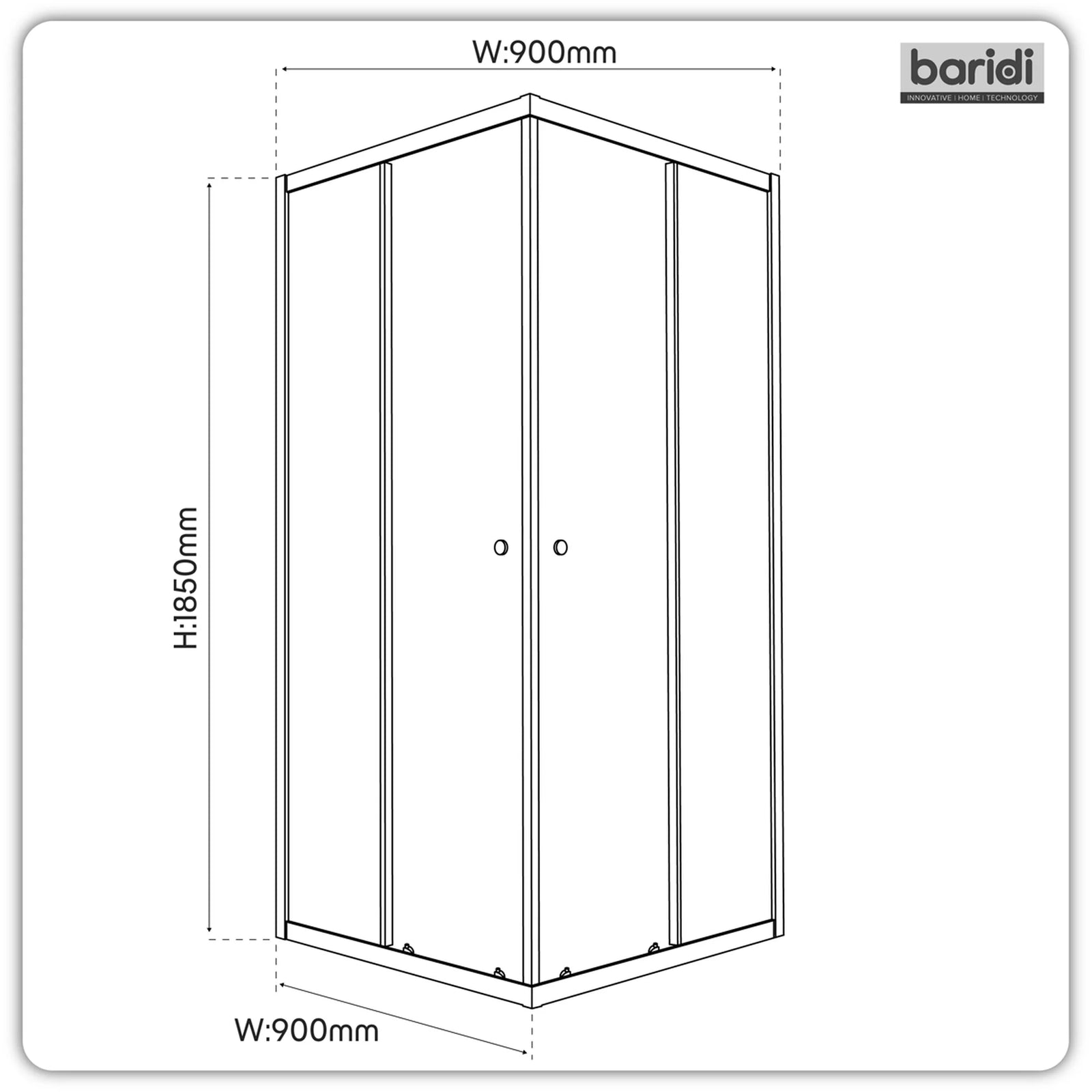 Baridi Corner Shower Entry Enclosure 900x900mm Chrome DH299