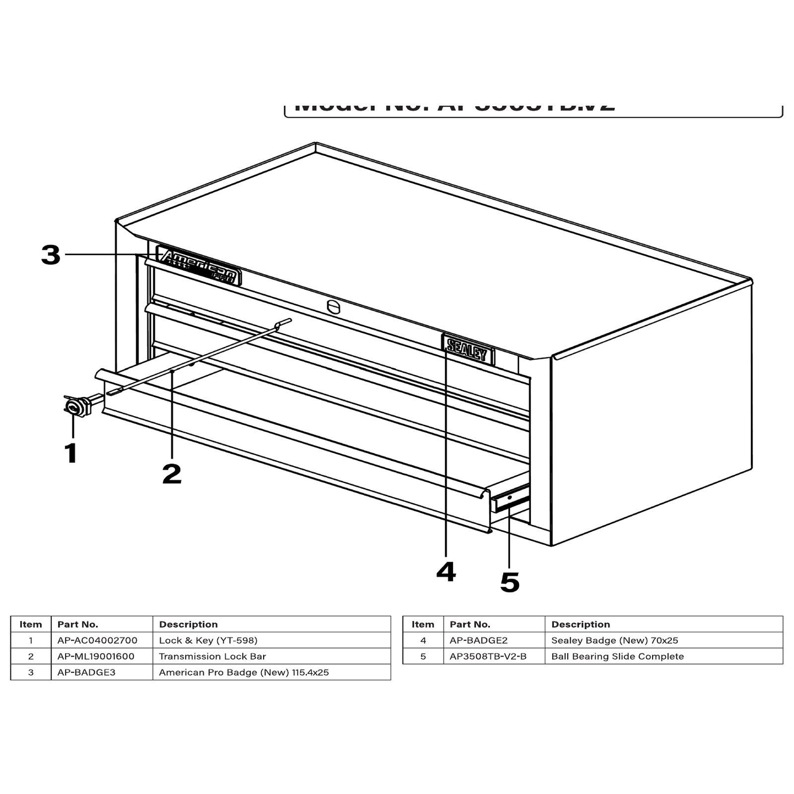 Sealey Lock & Key (YT-598) AP-AC04002700