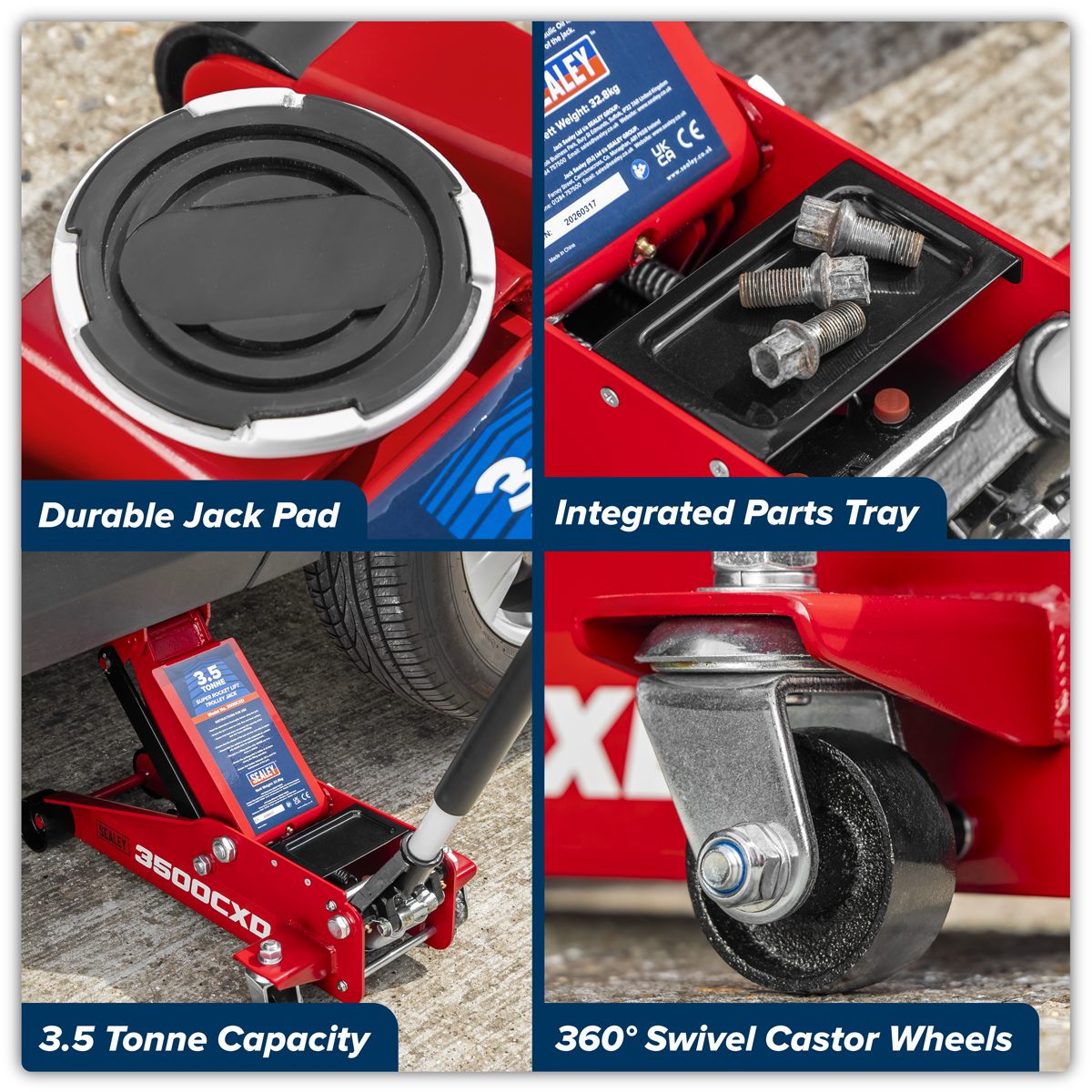 Sealey Trolley Jack 3.5 Tonne Model 3500CXD